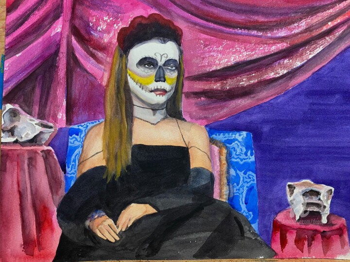 Pintura intitulada "Masquerade" por Deborah Paige Jackson, Obras de arte originais, Aquarela Montado em Cartão