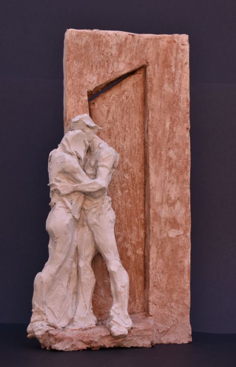 Sculpture titled "IL MOMENTO ATTESO" by Antonio De Paoli, Original Artwork, Terra cotta