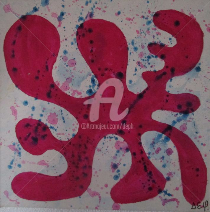 Painting titled "crabe-pink-40x40.jpg" by Deph, Original Artwork, Acrylic