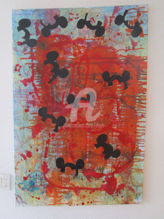 Painting titled "pop art Mickey 60x9…" by Deph, Original Artwork, Acrylic