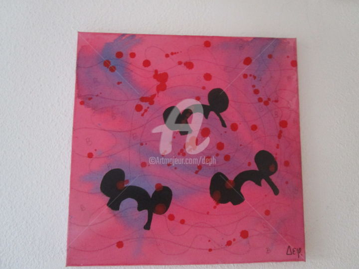 Painting titled "pop art mickey fond…" by Deph, Original Artwork, Acrylic