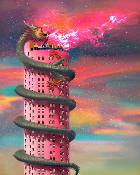 Цифровое искусство под названием "Dragon Temple" - Deren Ümit, Подлинное произведение искусства, 2D Цифровая Работа