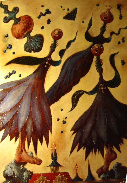 Картина под названием "Танцующие цветы" - Светлана Дергачева, Подлинное произведение искусства, Масло