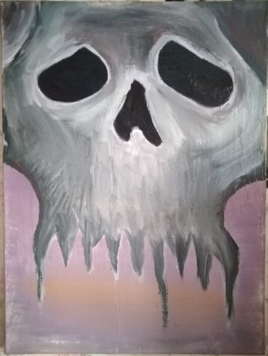Painting titled "Skull" by Der Graf, Original Artwork, Oil