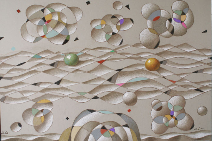 Painting titled "Space illusion" by Sergey Dergun, Original Artwork, Pastel