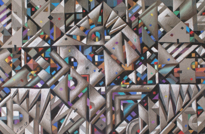 Peinture intitulée "Генератор пространс…" par Sergey Dergun, Œuvre d'art originale, Pastel