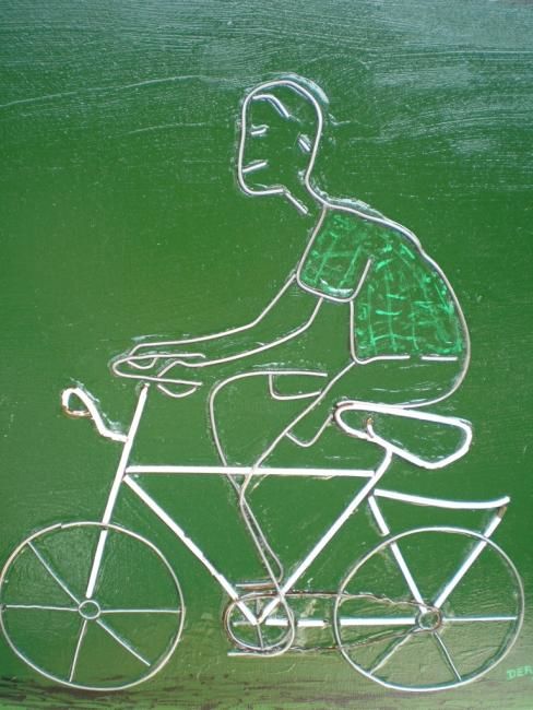 Painting titled "Cyclist / Radfahrer" by Abdoul-Ganiou Dermani, Original Artwork