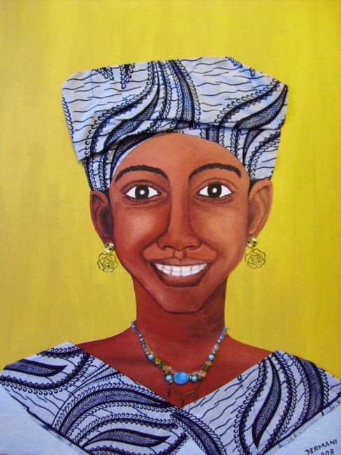 Painting titled "Smiling woman" by Abdoul-Ganiou Dermani, Original Artwork