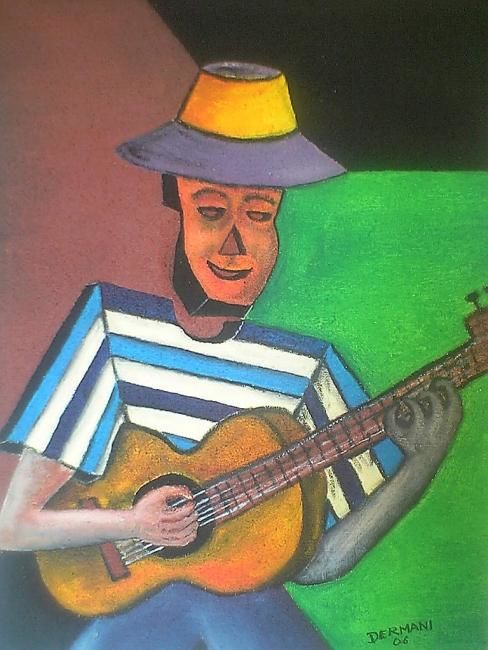 Painting titled "Gitarrist / Guitari…" by Abdoul-Ganiou Dermani, Original Artwork