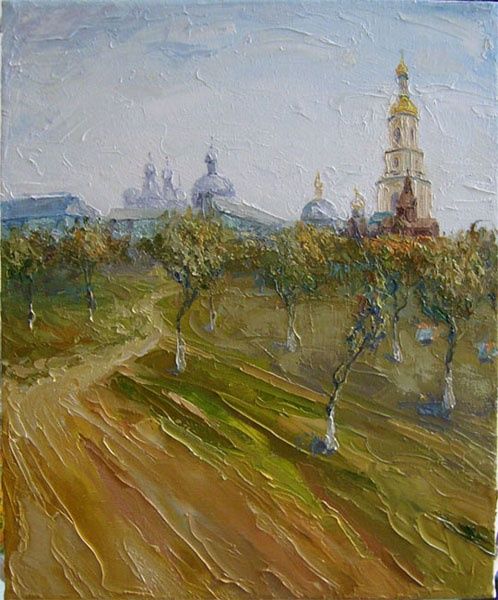 Painting titled "Дорога к храму." by Andrei Dermenzhi, Original Artwork