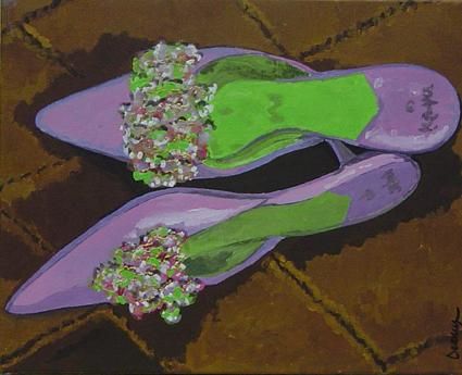 Painting titled "PINK SHOES" by Derrey, Original Artwork, Other