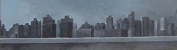 Pintura titulada "L'ARRIVEE A NEW YORK" por Derrey, Obra de arte original, Otro