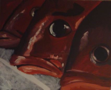 Painting titled "FISHMARKET 1" by Derrey, Original Artwork