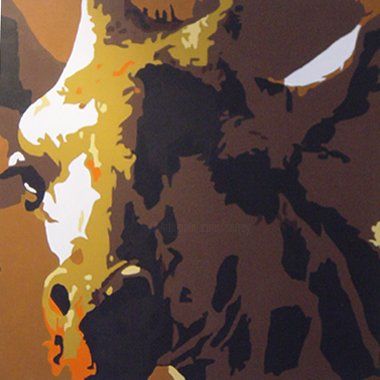 Peinture intitulée "SOPHIE, la girafe" par Derrey, Œuvre d'art originale