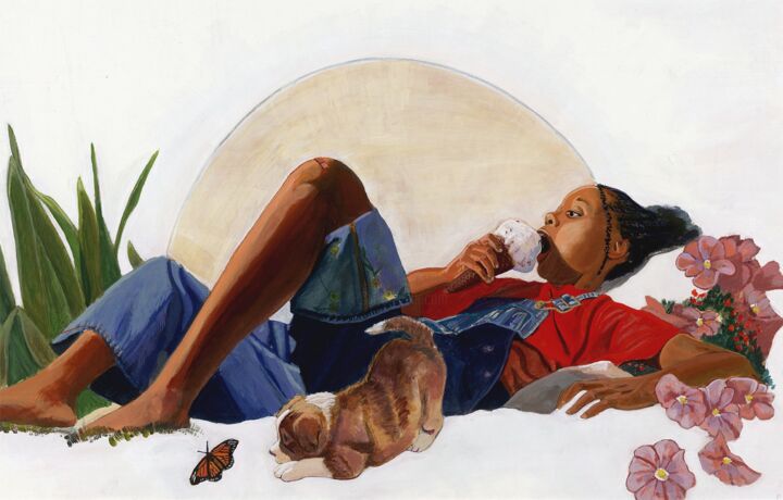 Schilderij getiteld "Slice Of Life" door Derrick Webb, Origineel Kunstwerk, Acryl