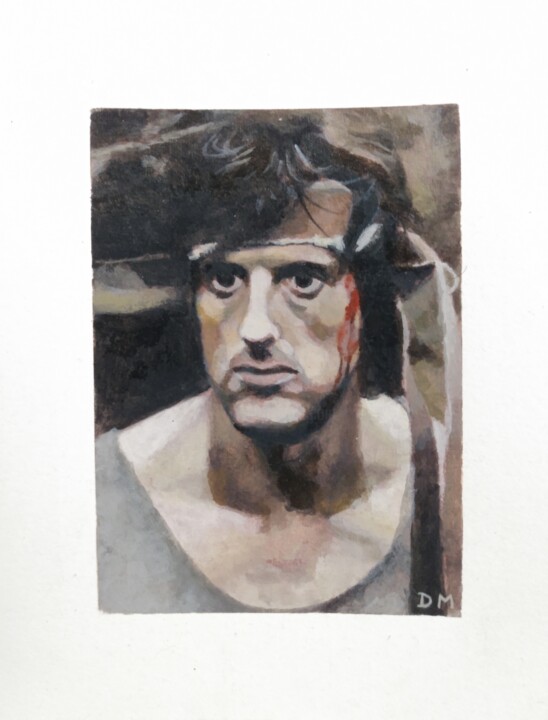 Pittura intitolato "Rambo jungle" da Déryck Maindron, Opera d'arte originale, Gouache