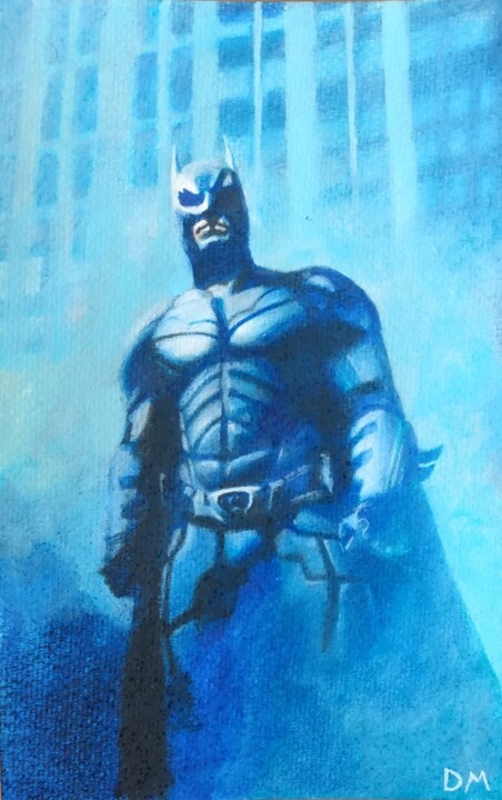 Drawing titled "Blue Bat Man" by Déryck Maindron, Original Artwork, Pencil