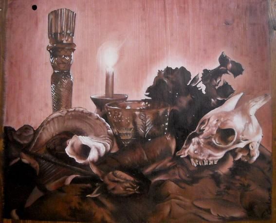 Картина под названием "dark still-life" - My Artwork, Подлинное произведение искусства, Масло