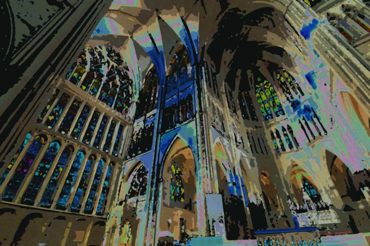 Arte digitale intitolato "La cathédrale multi…" da René Desenne, Opera d'arte originale, Altro