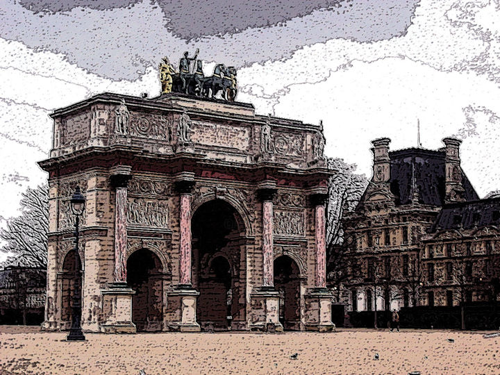 "Paris, l'arc de tri…" başlıklı Dijital Sanat René Desenne tarafından, Orijinal sanat, Diğer