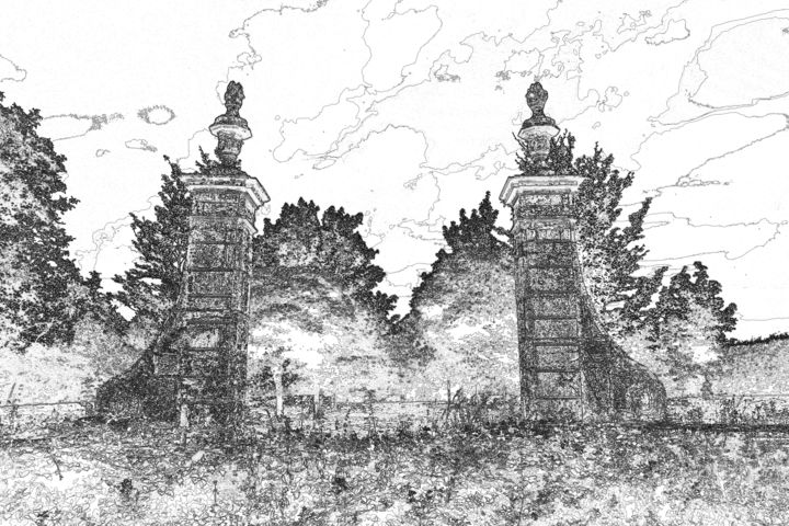 Digitale Kunst mit dem Titel "L'entrée du château…" von René Desenne, Original-Kunstwerk, Andere