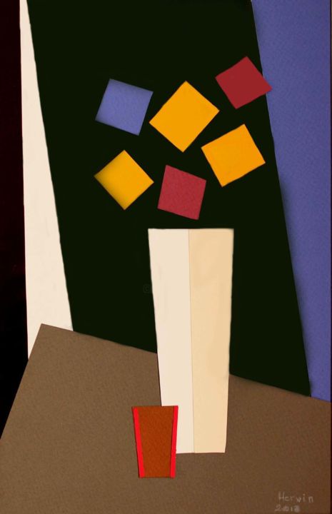 Artisanat intitulée "Collage : Bouquet m…" par René Desenne, Œuvre d'art originale