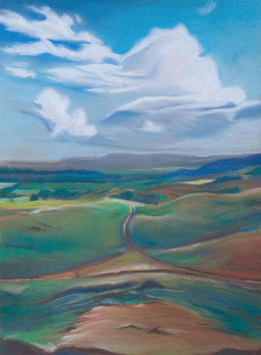 Картина под названием "«Road to the clouds»" - Анна Просвирина, Подлинное произведение искусства, Пастель