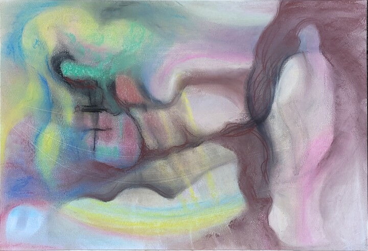 Malerei mit dem Titel "Karfreitag 23" von Franziska Van Der Geest, Original-Kunstwerk, Pastell