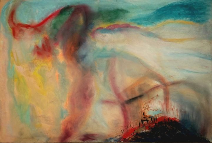 Painting titled "Sandeid, Norwegen" by Franziska Van Der Geest, Original Artwork, Pastel