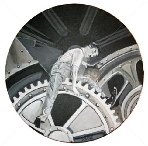 Peinture intitulée "Charlie Chapline" par Desnoyers, Œuvre d'art originale, Acrylique