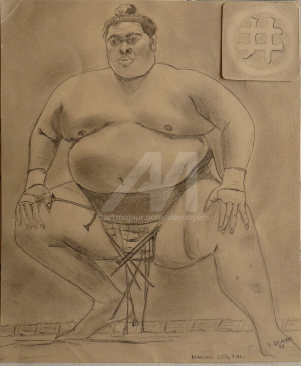 Dessin intitulée "Le Sumo" par Desnoyers, Œuvre d'art originale, Crayon