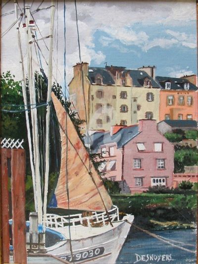 Painting titled "A DOUARNENEZ (En fa…" by Desnoyers, Original Artwork, Oil