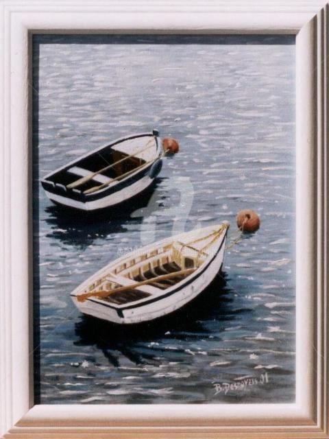 Peinture intitulée "Les canotes" par Desnoyers, Œuvre d'art originale, Huile