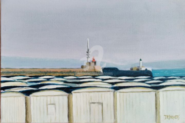 Painting titled "le-havre-plage.jpg" by Desnoyers, Original Artwork, Acrylic
