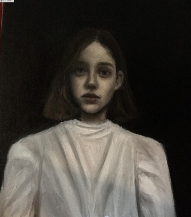 Pintura titulada "The girl with thw w…" por Despoina Kantere, Obra de arte original, Oleo
