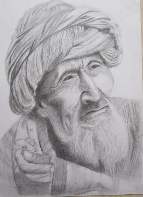 Drawing titled "Vieil Homme" by Dessinangel, Original Artwork