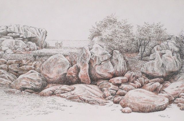 Drawing titled "Hanter Dro de Guirec" by Pierre Fabry, Original Artwork, Other