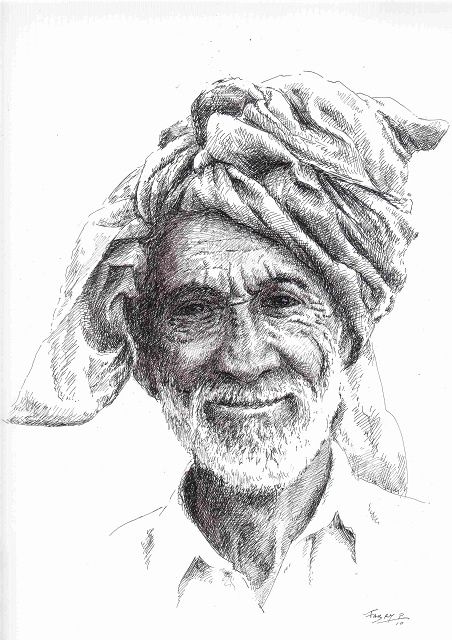 Zeichnungen mit dem Titel "Jardinier pakistana…" von Pierre Fabry, Original-Kunstwerk, Andere