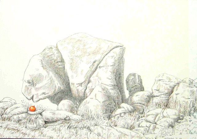 Tekening getiteld "La pomme et le gran…" door Pierre Fabry, Origineel Kunstwerk, Anders
