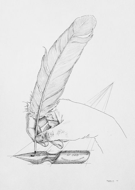 Dessin intitulée "Plume plume" par Pierre Fabry, Œuvre d'art originale, Autre