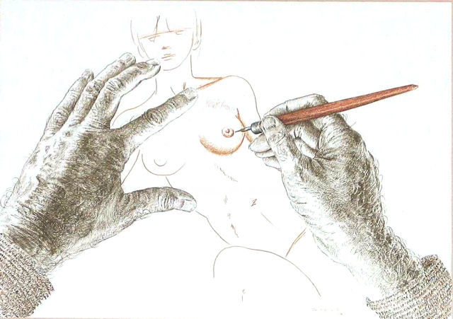 Disegno intitolato "Dessin d'un sein" da Pierre Fabry, Opera d'arte originale, Altro