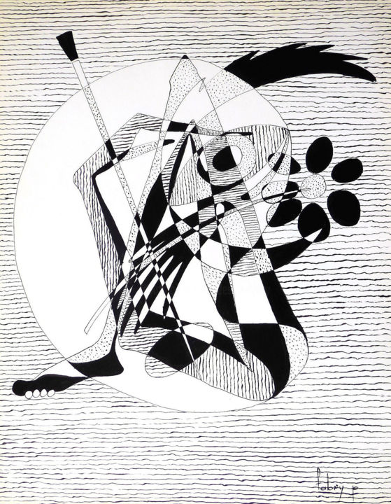 Dessin intitulée "Oeil du peintre" par Pierre Fabry, Œuvre d'art originale, Encre