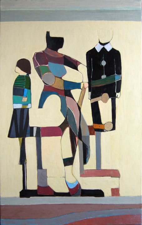 Peinture intitulée "Famille" par Jean-Marie Deschamp, Œuvre d'art originale, Huile