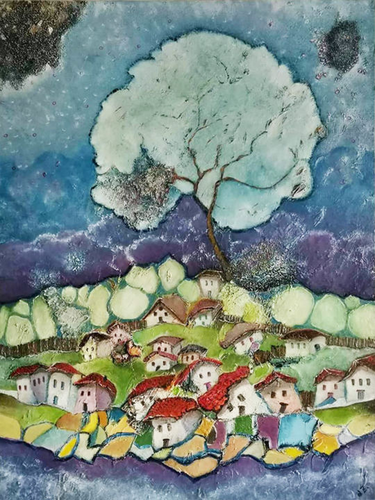 Pintura titulada "The tree" por Detelina Zdravkova, Obra de arte original, Oleo