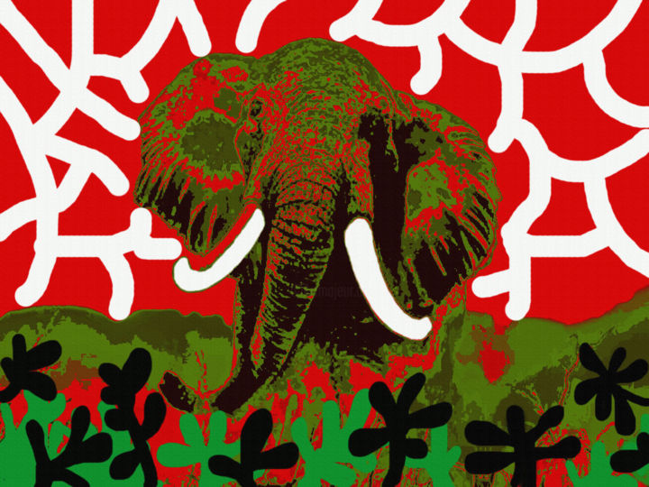 「elefante-de-la-selv…」というタイトルの絵画 Joseph De Utiaによって, オリジナルのアートワーク, オイル