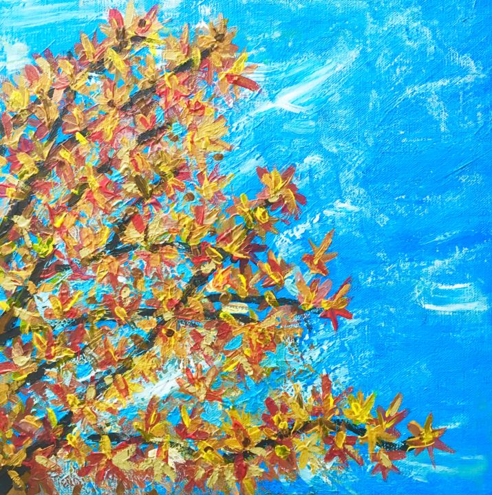 Painting titled "Autumn in Voiron" by Devica, Original Artwork, Acrylic