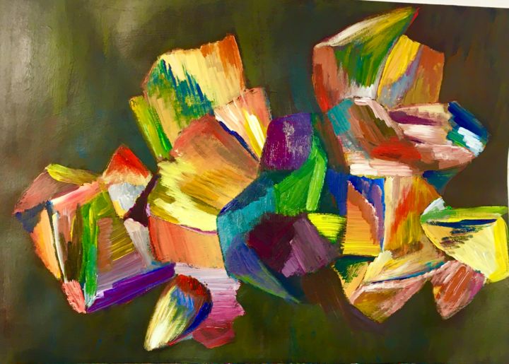 Peinture intitulée "Livres rocambolesqu…" par Devica, Œuvre d'art originale, Acrylique