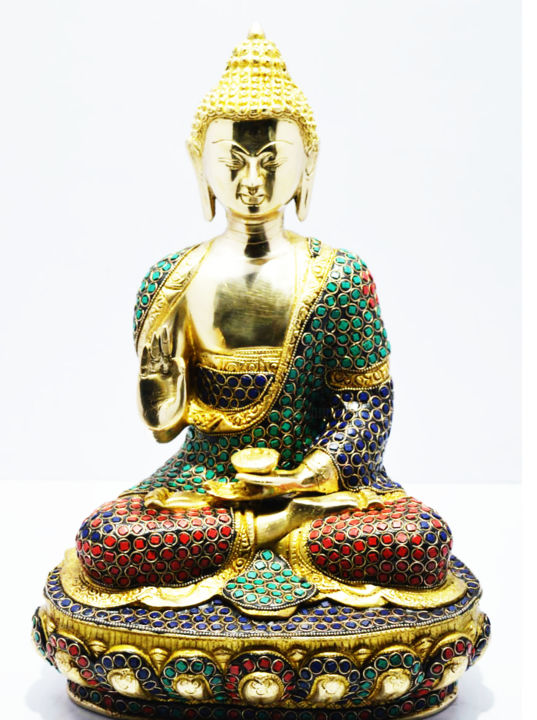 Sculpture intitulée "Beautiful Budha Med…" par Xavier, Œuvre d'art originale, Métaux