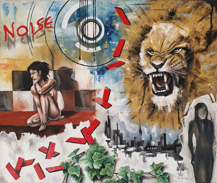 Peinture intitulée "Noise" par Devis Ponzellini, Œuvre d'art originale, Huile Monté sur Châssis en bois
