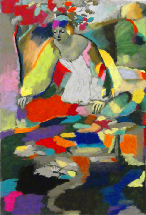 Drawing titled "Narcissus as a Woman" by Devorah Rosen, Original Art, Digital Photography